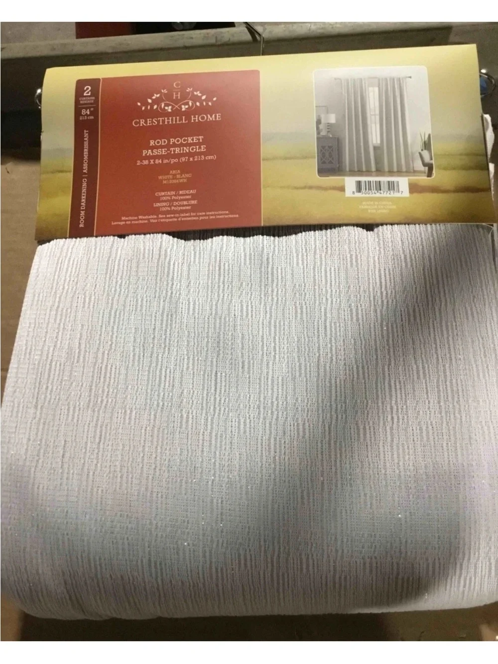 White Rod Pocket Curtain Panel - Light-Filtering Set